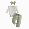 thumbnail image 1 of larppty Newborn Baby Girl Clothes Rib Knit Romper Daisy Print Pants Infant Girl Outfit with Headband, 1 of 7