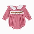 thumbnail image 1 of larppty Newborn Baby Girl Football Outfit Bubble Romper Fall Clothes | Baby Girl Football Outfit, Football Romper, for Game Day, My First Football Season Baby Girl, 1 of 4