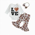 thumbnail image 1 of larppty Newborn Baby Girl Football Outfit Long Sleeve Baseball Letter Romper Bell Bottoms Headband Fall Clothes, 1 of 7