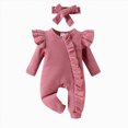 thumbnail image 1 of larppty Newborn Baby Girl Romper Zip Ruffle Bodysuit One Piece Jumpsuit Baby Girl Clothes Coming Home Outfits, 1 of 1