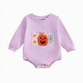 thumbnail image 1 of larppty Newborn Baby Halloween Outfit Boy Girl Boo Onesie Sweatshirt Bubble Romper Bodysuit Infant Fall Pumpkin Clothes (Pink), 1 of 4