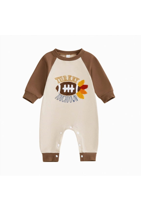 Newborn Girl Boy Thanksgiving Clothes Infant Sweatshirt Jumpsuit Turkey Romper Baby First Thanksgiving Outfit