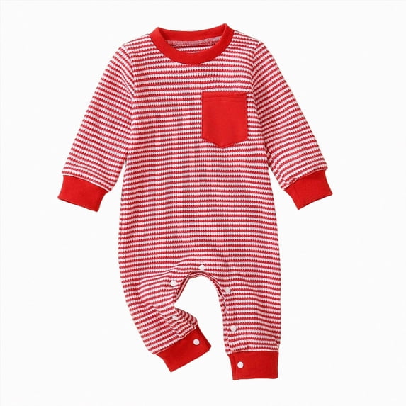 larppty Newborn Infant Baby Boy Waffle Cotton Romper Clothes Onesie Stripe Jumpsuit 0 3 6 12 18 Months Long Sleeve Outfits
