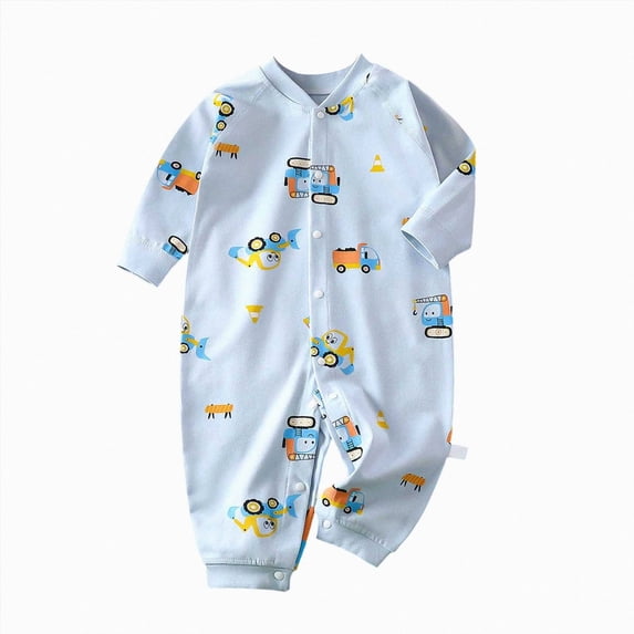 larppty Newborn Infant Baby Boys Girls Bodysuit Jumpsuits with Button Long Sleeve Rompers Overall