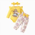 thumbnail image 1 of larppty Newborn Infant Baby Girl Outfits Ruffle Bear Long Sleeve Romper Bodysuit Tops Pants Set Cute Fall Winter Clothes, 1 of 7