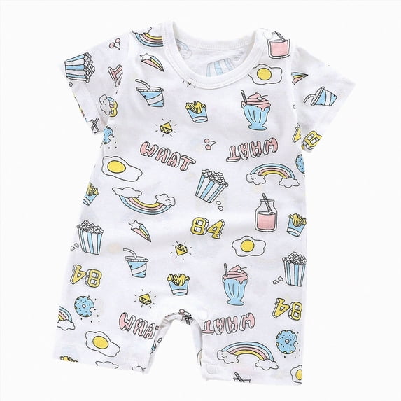 larppty Newborn Romper Baby Boy Summer Baby Boys Girls Bodysuit Funny Newborn Romper Short Sleeve Infant Neutral Outfits