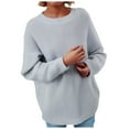 thumbnail image 1 of larppty Oversized Sweaters for Women Trendy Chunky Batwing Long Sleeve Casual Crewneck Ribbed Pullover Tunic Sweater (Grey, S), 1 of 5