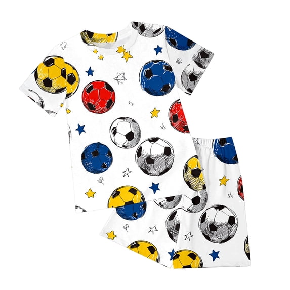 larppty Pajama Set Cotton Summer Short Sleeves Top and Shorts Two Piece Pjs Sleepwear(White, 3-4 Years)