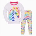 thumbnail image 1 of larppty Pajama Sets Long Sleeve Top with Pants Soft Sleepwear 2 Piece Pjs Set (White,3-4 Years), 1 of 4