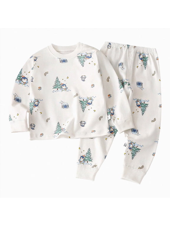 Pajamas for Boys, Toddler PJ Set, 2-PC | Soft, cozy, snug fitting pajamas feature stretchy ribbed cuffs and hand painted prints to make bedtime a breeze (Light Blue,0-9 Months)
