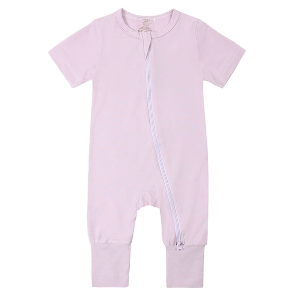 larppty Pajamas for Baby Boys & Girls, Infant Onesie with Mitten Long Sleeve Footed Pjs(Light Purple, 12-18 Months)