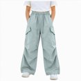 thumbnail image 1 of larppty Parachute Pants for Girls Y2K Cargo Trousers with Pockets Harajuku Jogger Pants Kids, 1 of 4