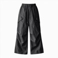 thumbnail image 1 of larppty Parachute Pants for Girls Y2K Cargo Trousers with Pockets Harajuku Jogger Pants Kids, 1 of 4