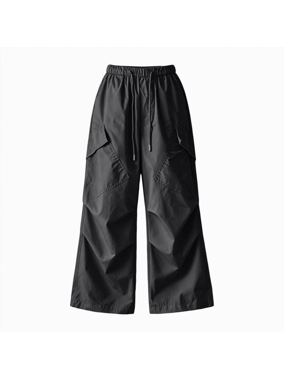 Parachute Pants for Girls Y2K Cargo Trousers with Pockets Harajuku Jogger Pants Kids