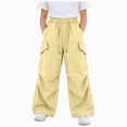 thumbnail image 1 of larppty Parachute Pants for Girls Y2K Cargo Trousers with Pockets Harajuku Jogger Pants Kids, 1 of 4