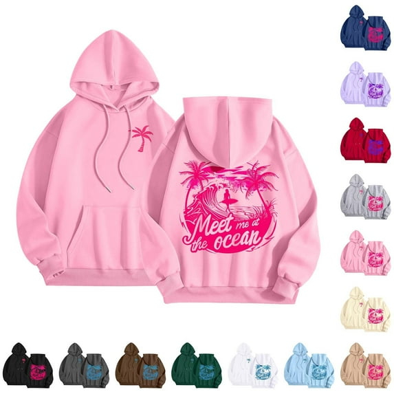 larppty Puff Graphic Oversized Hoodies for Women Teen Girls Kids Trendy Cute Preppy Sweatshirt Long Sleeve Y2K Tops with Pockets Light Gray, M