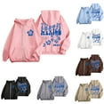 thumbnail image 1 of larppty Puff Print Lettering Oversized Full Zip Hoodie with Pocket - Y2K Preppy Pullover for Women Teens Girls（Beige，XXL）, 1 of 5