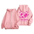 thumbnail image 1 of larppty Puff Print Lettering Oversized Full Zip Hoodie with Pocket - Y2K Preppy Pullover for Women Teens Girls（Pink，XXL）, 1 of 4