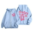 thumbnail image 1 of larppty Puff Print Lettering Oversized Full Zip Hoodie with Pocket - Y2K Preppy Pullover for Women Teens Girls（Sky Blue，XXL）, 1 of 4