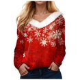 thumbnail image 1 of larppty Pullover for Women Ugly Christmas Sweaters Funny Holiday Sweatshirts Faux Fur Trim V Neck Long Sleeve Graphic Xmas Sweatshirt (Pink, XXL), 1 of 4