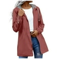 thumbnail image 1 of larppty Rain Jacket for Women 2025 Striped Lined Waterproof Lightweight Raincoats Hooded Windbreakers Outfit (Brick Red, 5XL), 1 of 7