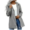 thumbnail image 1 of larppty Rain Jacket for Women 2025 Striped Lined Waterproof Lightweight Raincoats Hooded Windbreakers Outfit (Grey, 4XL), 1 of 7