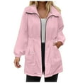 thumbnail image 1 of larppty Raincoats Women Rain Jacket Waterproof Lightweight With Hood Windbreaker Jacket Trench Coat (Pink, 5XL), 1 of 9