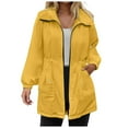 thumbnail image 1 of larppty Raincoats Women Rain Jacket Waterproof Lightweight With Hood Windbreaker Jacket Trench Coat (Yellow, L), 1 of 9