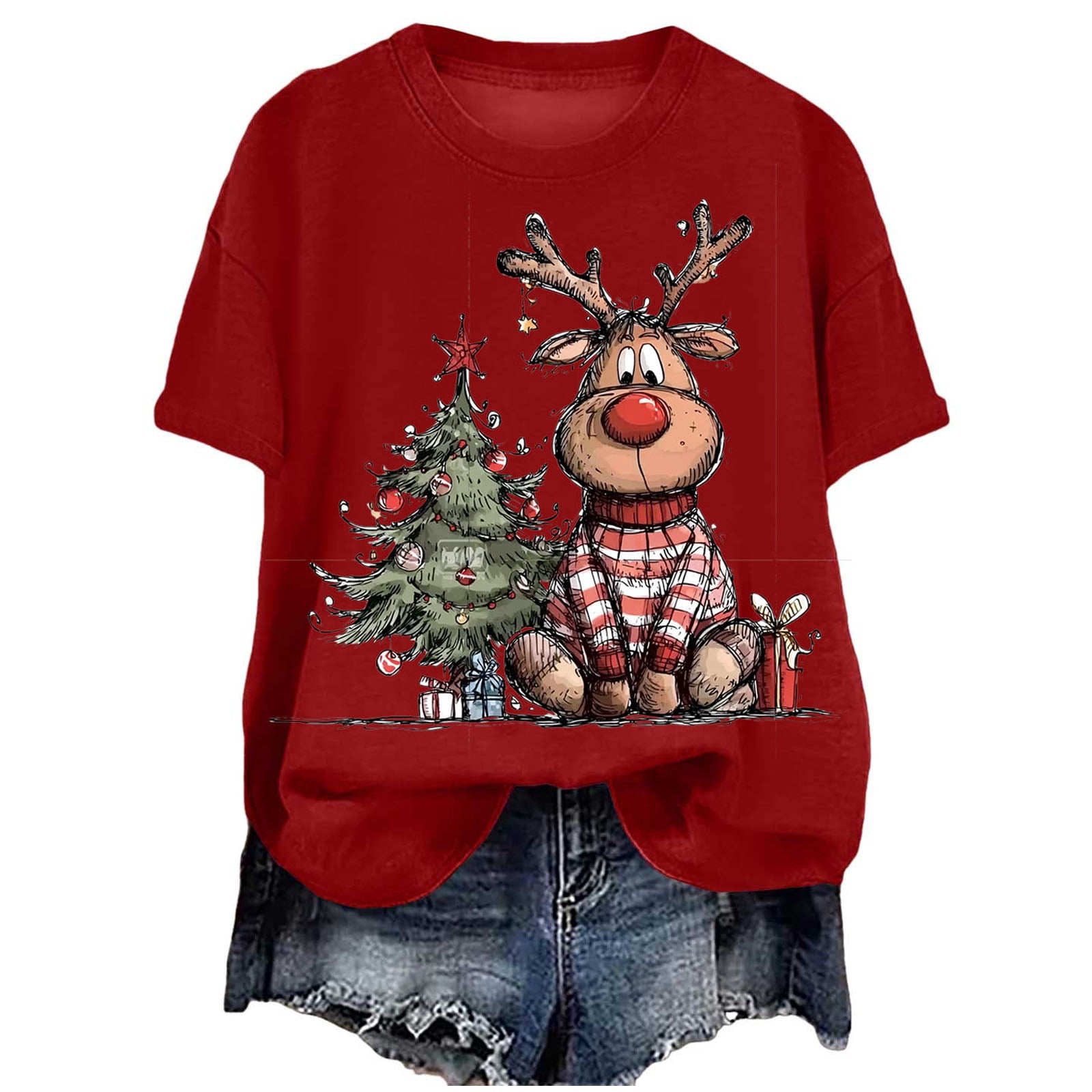 larppty Reindeer Shirt for Women Christmas Graphic Tees Family Party — free download
