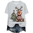 thumbnail image 1 of larppty Reindeer Shirt for Women Christmas Graphic Tees Family Party Casual Short Sleeve Xmas Shirt (White, L), 1 of 6