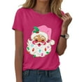 thumbnail image 1 of larppty Santa Face Printed Retro Christmas Xmas Holiday T-Shirt for Women (Hot Pink, 3XL), 1 of 6