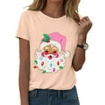 thumbnail image 1 of larppty Santa Face Printed Retro Christmas Xmas Holiday T-Shirt for Women (Light Yellow, XL), 1 of 6
