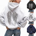 thumbnail image 1 of larppty Sequin Hoodies for Women Sparkly Wing Long Sleeve Hoodie Y2K Graphic Casual Pullover Sweatshirt (Navy, XL), 1 of 8
