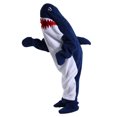 thumbnail image 1 of larppty Shark Blanket Hoodie Onesie for Adult & Kid, Wearable Shark Sleeping Bag, Soft Cozy Onesie Costume, 1 of 7