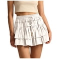 thumbnail image 1 of larppty Shorts for Women Ruffle Skorts Tiered Teen Girls Country Concert Outfits Golf Tennis Skort Under Sweater Skirt（White， S）, 1 of 6
