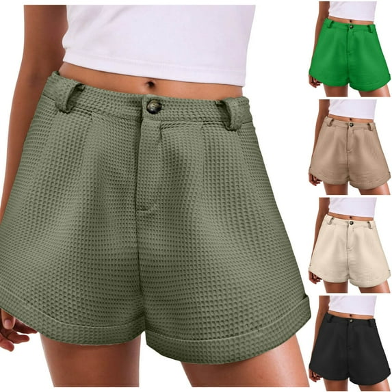 larppty Shorts for Women Trendy Summer High Waisted Button Solid A-Line Short Dressy Casual Work Versatile Cute Comfy Shorts(Black, M)