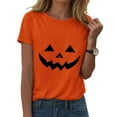 thumbnail image 1 of larppty Spooky Cute Halloween Shirt: Women's Ghost Pumpkin Graphic Fall Fashion T-Shirt (Orange, M), 1 of 5