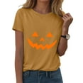 thumbnail image 1 of larppty Spooky Cute Halloween Shirt: Women's Ghost Pumpkin Graphic Fall Fashion T-Shirt (Yellow, 3XL), 1 of 5