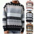 thumbnail image 1 of larppty Sweater for Women Fair Isle Fall Vintage Casual Loose Long Sleeve Crewneck Knitted Jumper Sweated Tops (Khaki, S), 1 of 9