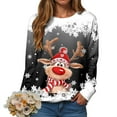 thumbnail image 1 of larppty Sweatshirts for Women Christmas 2025 Long Sleeve Reindeer Graphic Tees Shirt Cute Xmas Crewneck Pullover Tops Fashion Clothes (Black, XXL), 1 of 9