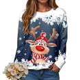 thumbnail image 1 of larppty Sweatshirts for Women Christmas 2025 Long Sleeve Reindeer Graphic Tees Shirt Cute Xmas Crewneck Pullover Tops Fashion Clothes (Blue, XXL), 1 of 9