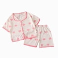 thumbnail image 1 of larppty Teen Girl Nightwear,Girls Short Sleeve Pajama Set Cute Loungewear(Light Pink,3-4 Years), 1 of 3