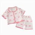 thumbnail image 1 of larppty Teen Girl Nightwear,Girls Short Sleeve Pajama Set Cute Loungewear(Pink,4-5 Years), 1 of 3
