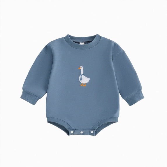 larppty Toddler Baby Boy Clothes Duck Print Sweatshirt Romper Pullover Sweater Jumpsuit Casual Fall Winter Clothes