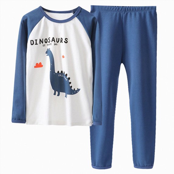 larppty Toddler Baby Boy Clothes Long Sleeve Sweatshirt Top Drawstring Pants Set 2Pcs Spring Outfits Pajamas & Dailywear (Blue,7-8 Years)