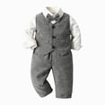 thumbnail image 1 of larppty Toddler Baby Boy Clothes Suit Gentleman Wedding Outfits, Formal Dress Shirt+Bowtie+Vest+Boutonniere+Suspender Pants (Grey,4-5 Years), 1 of 5