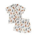 thumbnail image 1 of larppty Toddler Baby Boy Easter Outfit Carrot Print Button Down Short Sleeve Muslin Shirt Top Shorts Set Spring Clothes（White， 3-4 Years）, 1 of 4