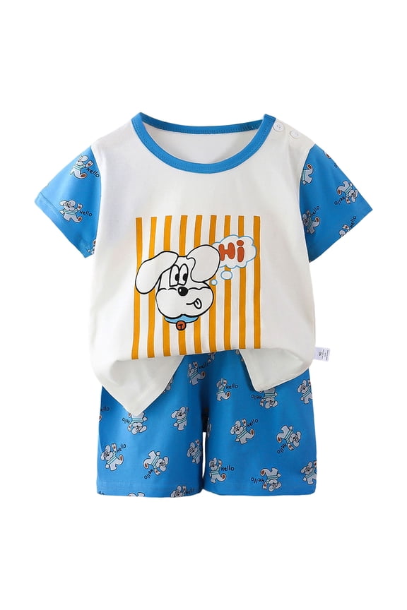 Toddler Baby Boy Farm Outfit Short Sleeve Top Tees Shirt+Short Set Summer Clothes White for boys 6-9 Months