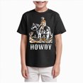 thumbnail image 1 of larppty Toddler Baby Boys Western T-Shirt Rodeo Howdy Graphic Shirt Kids Cowboy Outfits Summer Country Crewneck Tee Top(11-12 Years,Black), 1 of 4