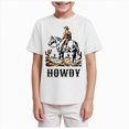 thumbnail image 1 of larppty Toddler Baby Boys Western T-Shirt Rodeo Howdy Graphic Shirt Kids Cowboy Outfits Summer Country Crewneck Tee Top(13-14 Years,White), 1 of 4